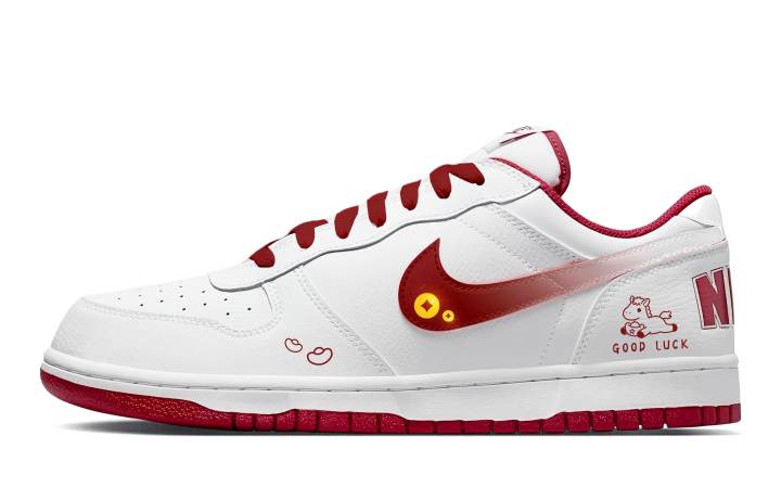 Nike Nike Big Starry, Vintage Individual Cushioning Slip Resistant Low top Skateboard Shoes Men's White Red