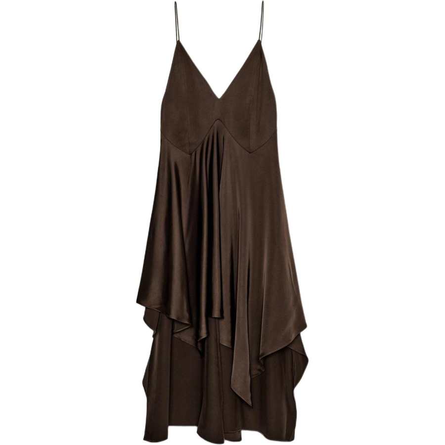 ZARA ZW Slip Dresses Women's Brown V Neck Moderate