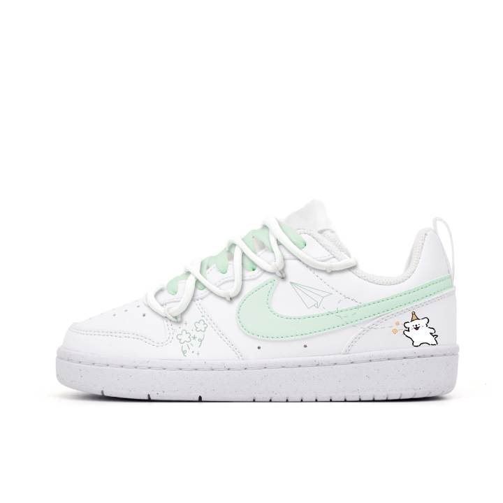 Nike Nike Court Borough 2 Spring Wild Travel Abrasion Resistant Slip Resistant Low top Skateboard Shoes Unisex White Green