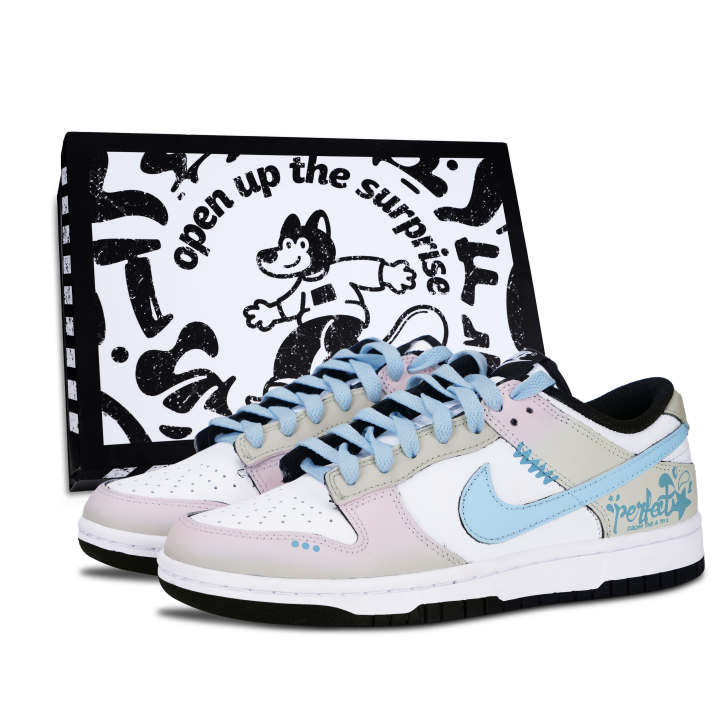 Nike Nike Dunk Black And White Panda, Pink Blue Milk Pudding Leather Abrasion Resistant Slip Resistant Low top