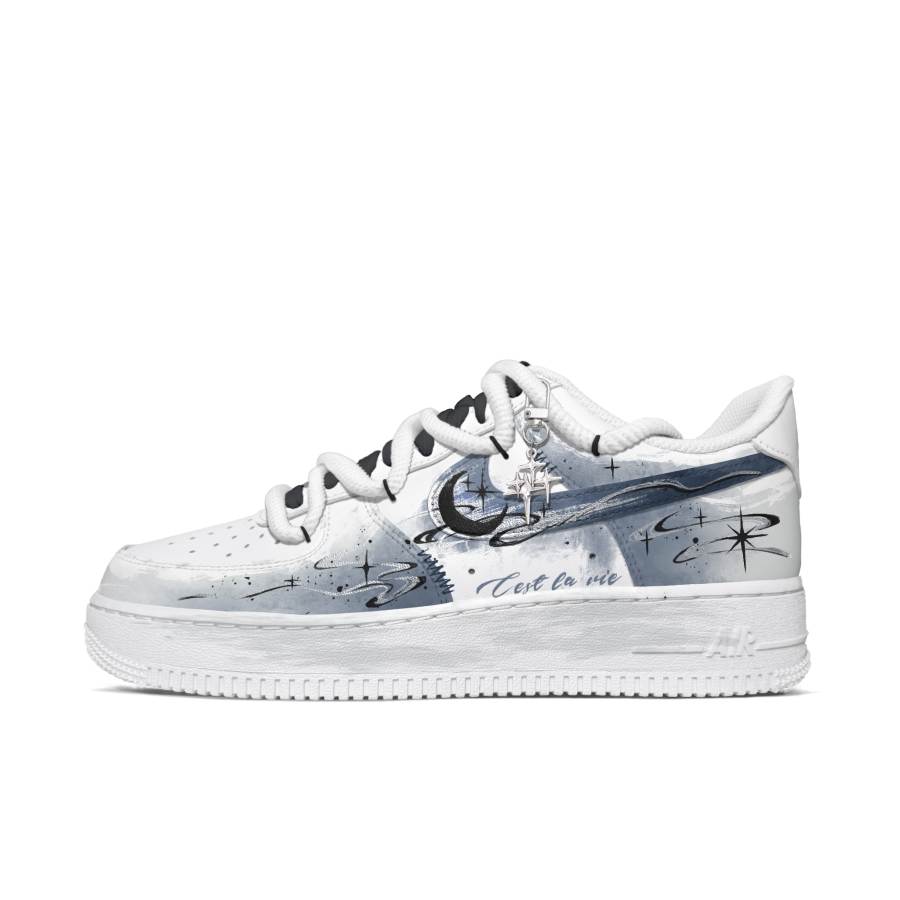 Nike Nike Air Force 1 Abrasion Resistant Low top Skateboard Shoes Men's Blue