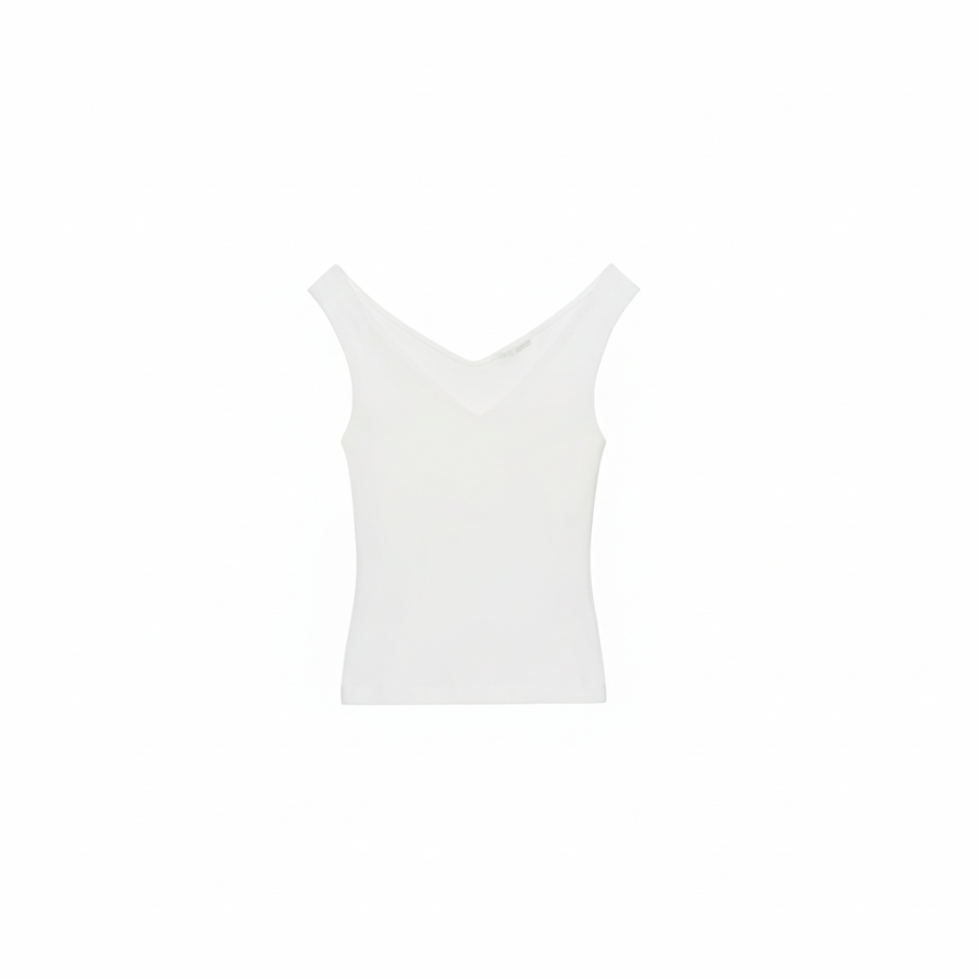 ZARA Tank Tops Women's Frosted White V Neck Moderate Other