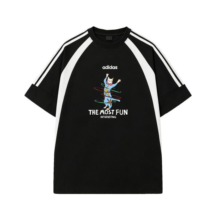 Adidas Adidas 3 Stripes T Shirts Men's Black Crew Neck Moderate
