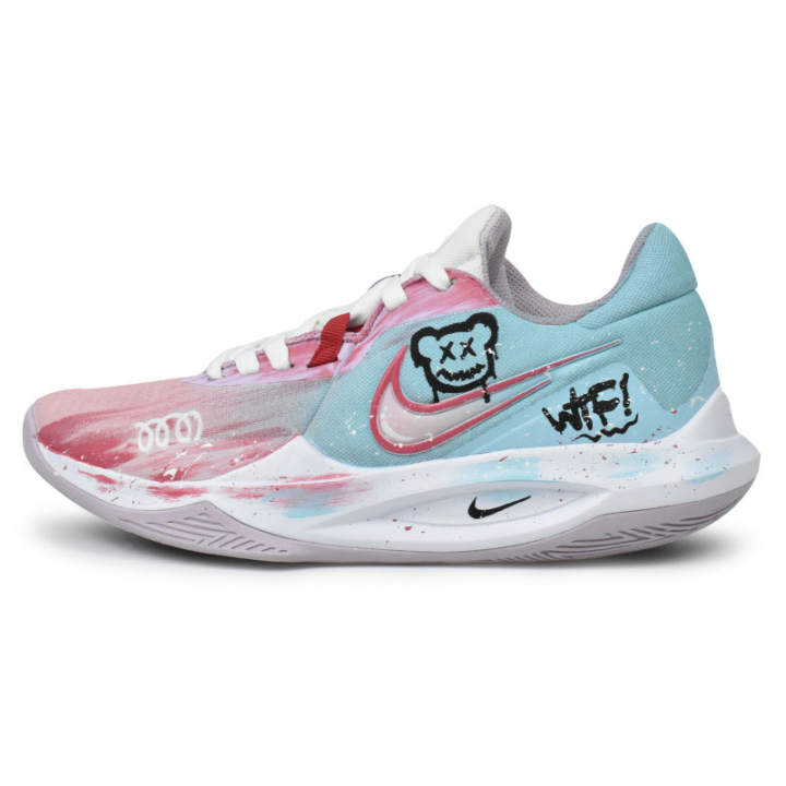 Nike Nike Precision 6 Abrasion Resistant Slip Resistant Low top Basketball Shoes Men's Pink Blue White
