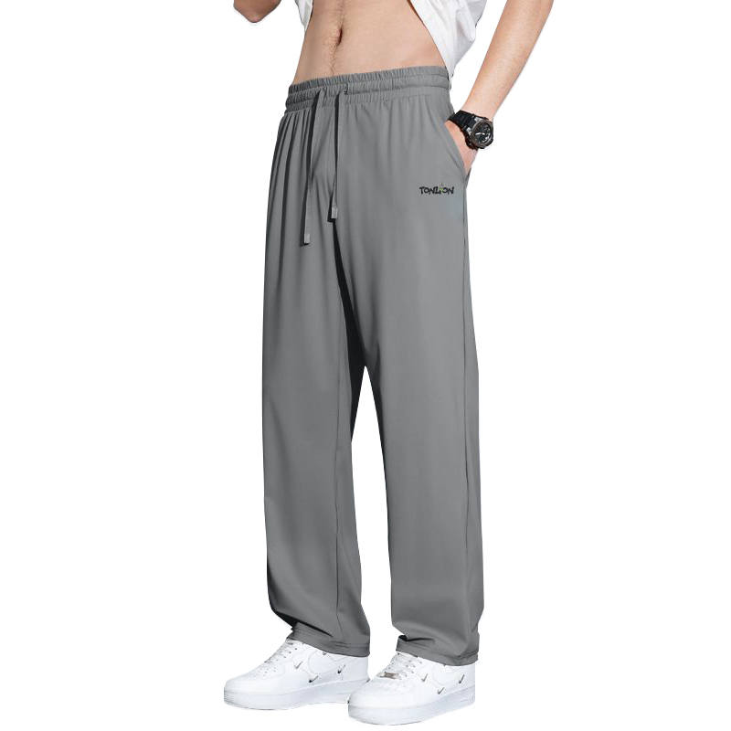 Tonlion Casual Pants Unisex Thin Straight Fit Pants