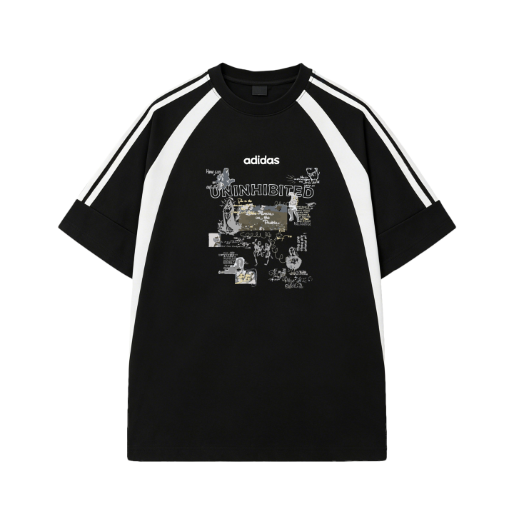 Adidas Adidas 3 Stripes T Shirts Men's Black Crew Neck Moderate