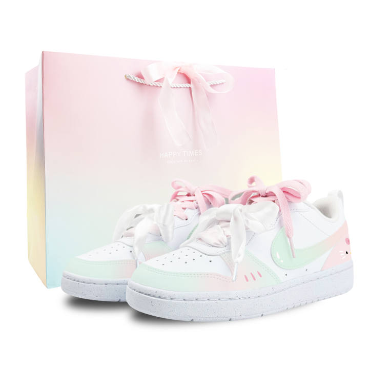 Nike Nike Court Borough Blushing Cat Low top Skateboard Shoes Women's Mint Pink Green