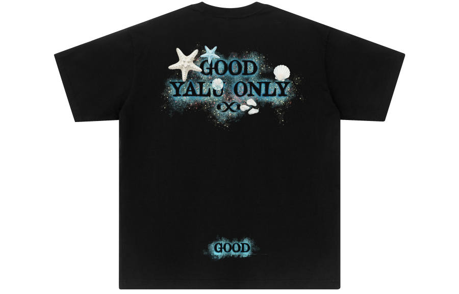 YALU T Shirts Unisex Black Crew Neck Moderate Straight Fit
