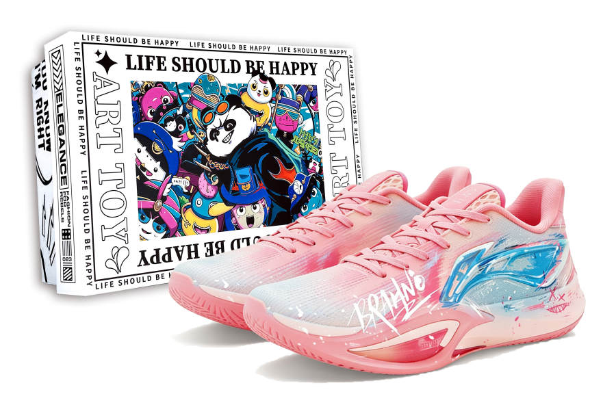 Li-Ning Li Ning Illusion, Pink Shark, Special Packaging Support Anti Twist Low top Basketball Shoes Men's Blue Pink