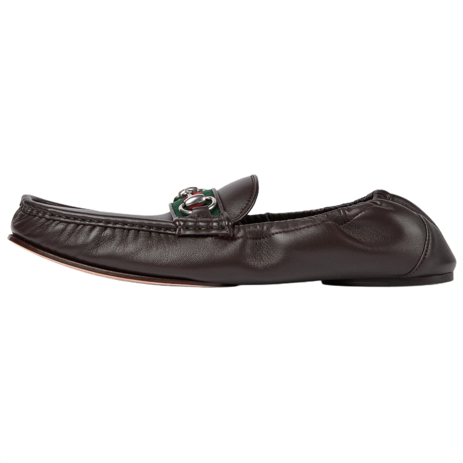 GUCCI Horsebit 1953 Leather Casual Leather Shoes 0.5cm Men's Brown
