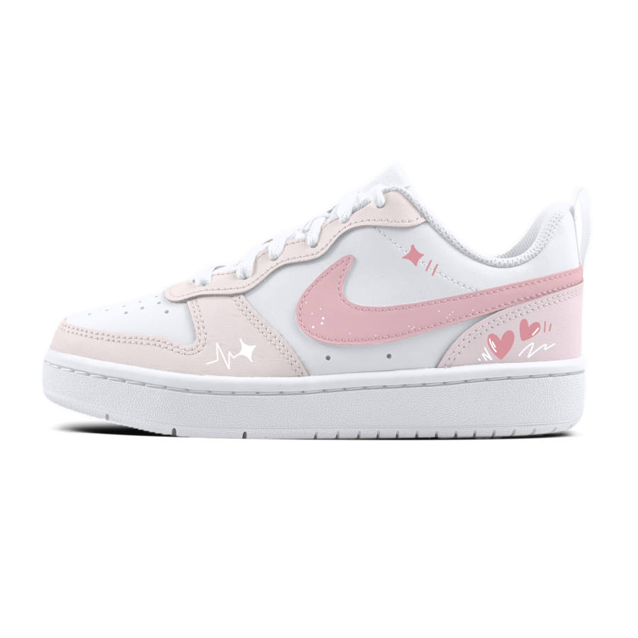 Nike Nike Court Borough Milk White Heart Leather Kids' Skateboarding Shoes White Unisex