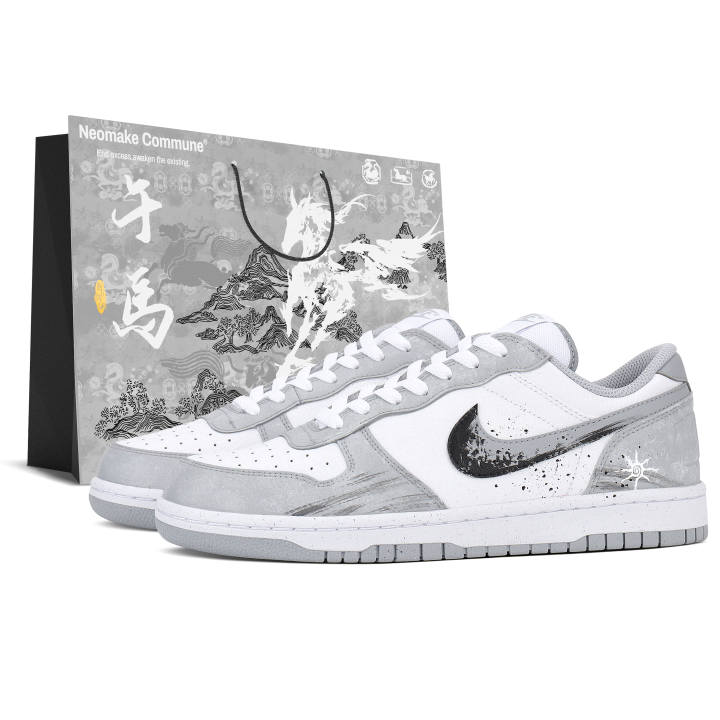 Nike Nike Big Gray Ink Star Leather Slip Resistant Low top Skateboard Shoes Unisex Gray
