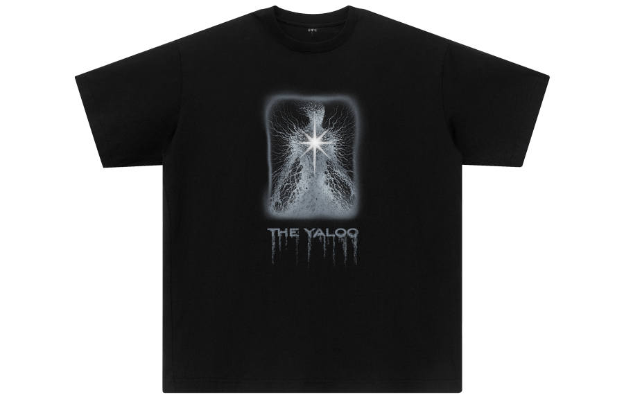 YALU T Shirts Unisex Black Crew Neck Moderate Straight Fit