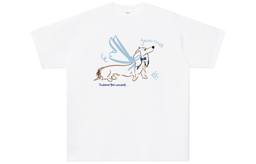 YALU T Shirts Unisex White Crew Neck Moderate Straight Fit