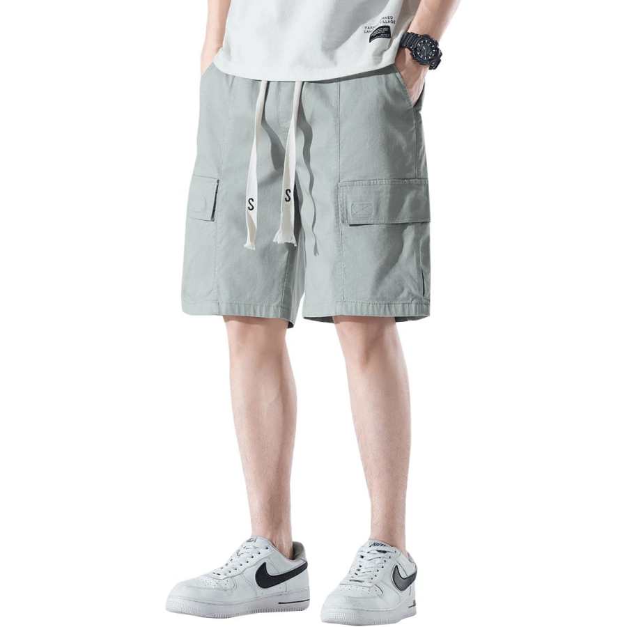 Tonlion Casual Shorts Unisex Gray Green Thin