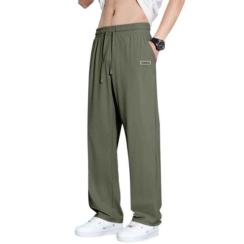 Tonlion Casual Pants Unisex Thin Straight Fit Pants
