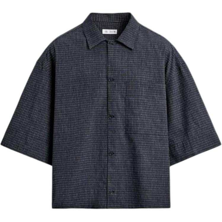 ZARA Shirts Unisex Sea Blue Turndown Pointed Collar Moderate