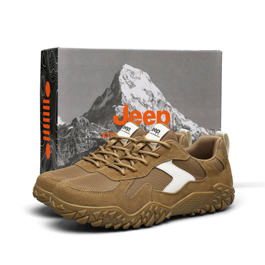 Jeep Cushioning Abrasion Resistant Height Increasing Low top Hiking Shoes Men's