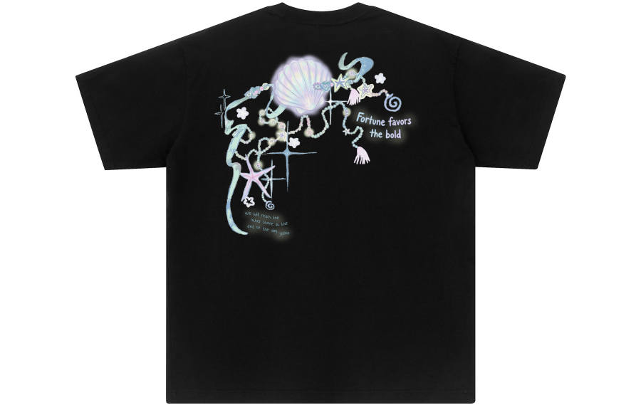 YALU T Shirts Unisex Black Crew Neck Moderate Straight Fit