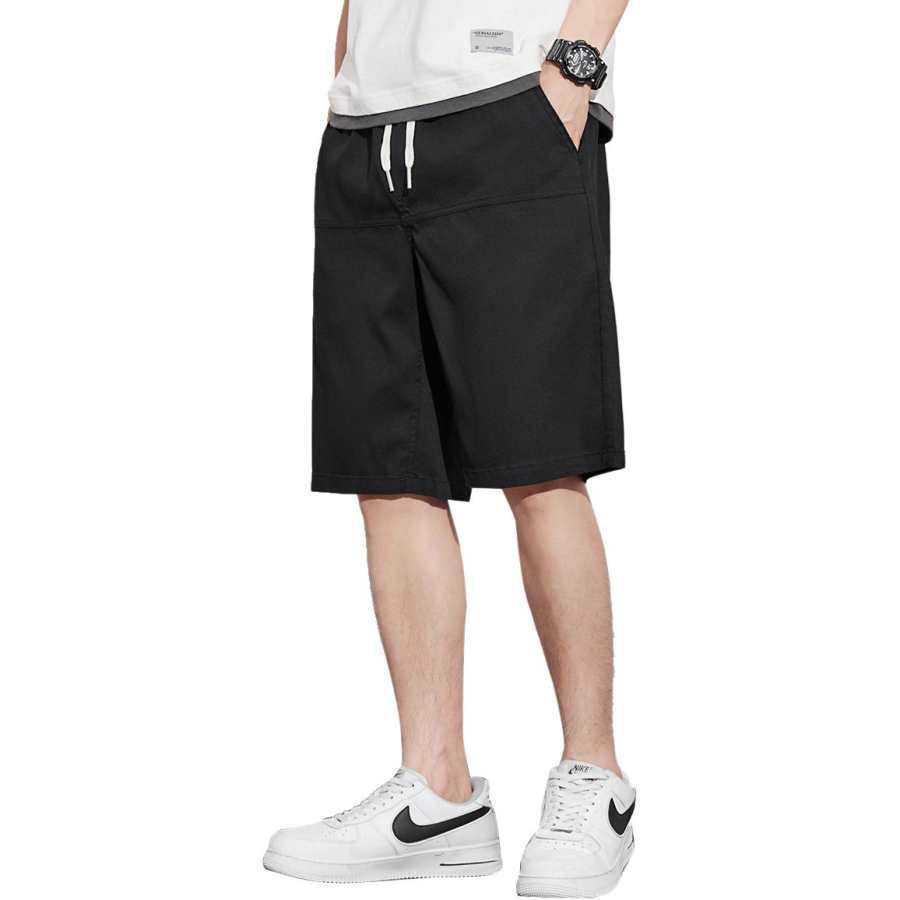 Tonlion Casual Shorts Unisex Black Thin
