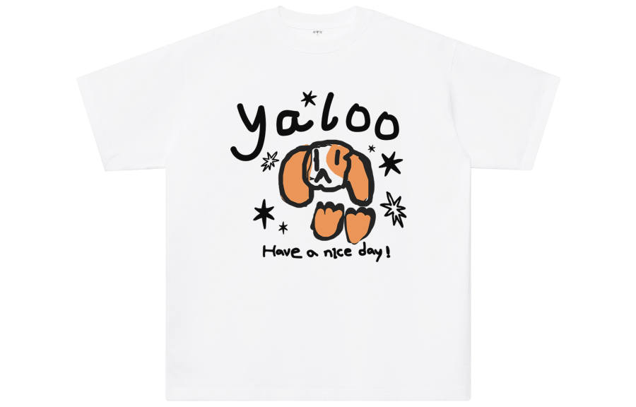 YALU T Shirts Unisex White Crew Neck Moderate Straight Fit