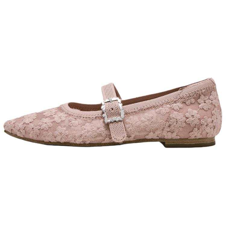 Skechers Fabric Flat Mary Jane Shoes 0.5cm Women's Pink