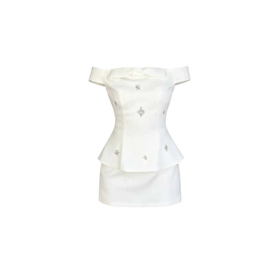 CPAURA Two Piece Skirt Sets Women's Boat Neck Moderate Short