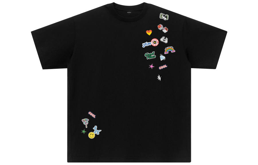 YALU T Shirts Unisex Black Crew Neck Moderate Straight Fit