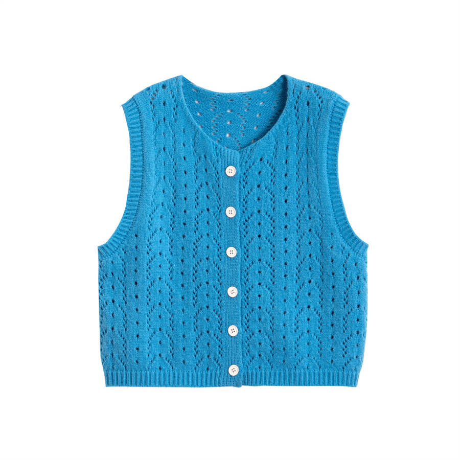 Tonlion Knitwear Women's Medium Blue Crew Neck Moderate Cardigan