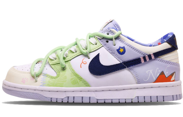 Nike Nike Dunk Abrasion Resistant Low top Skateboard Shoes Women's White Green