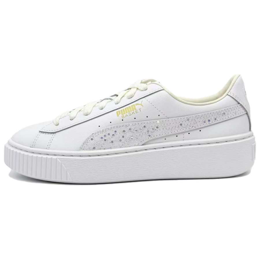 PUMA Leather Height Increasing Low top Sweet Style Women's Shoes Women's White
