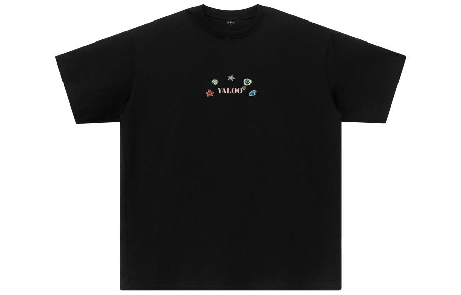 YALU T Shirts Unisex Black Crew Neck Moderate Straight Fit