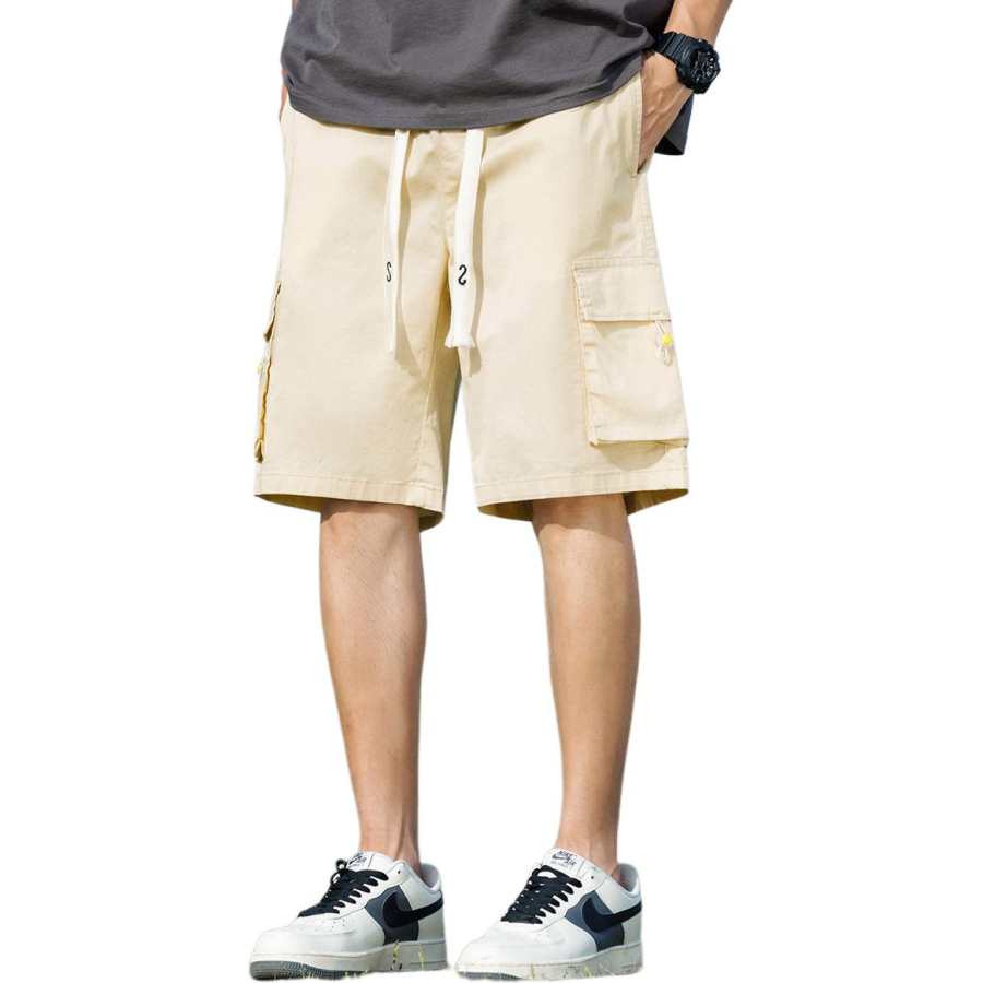 Tonlion Casual Shorts Unisex Apricot Thin