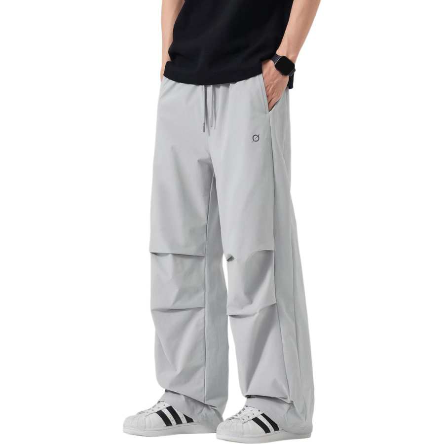 Tonlion Casual Pants Men's Light Gray Moderate Straight Fit Pants