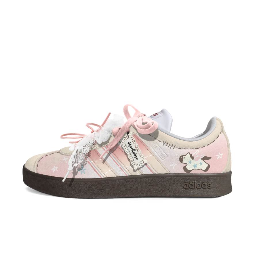 Adidas Adidas VL COURT 2.0 Cushioning Abrasion Resistant Low top Skateboard Shoes Unisex Pink