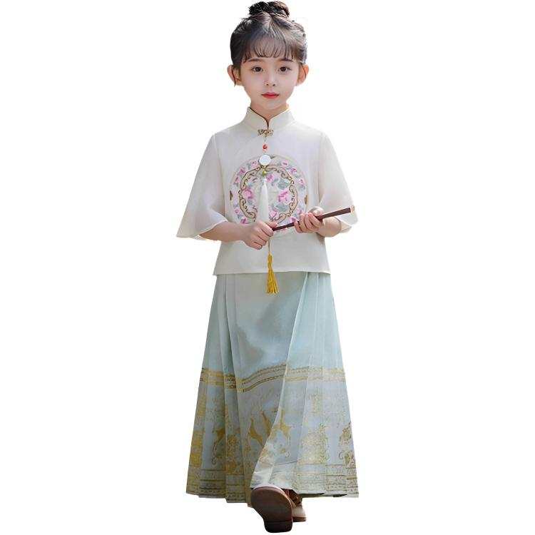 TNTX TNTX Grade School Two Piece Skirt Sets Stand Collar Thin Long