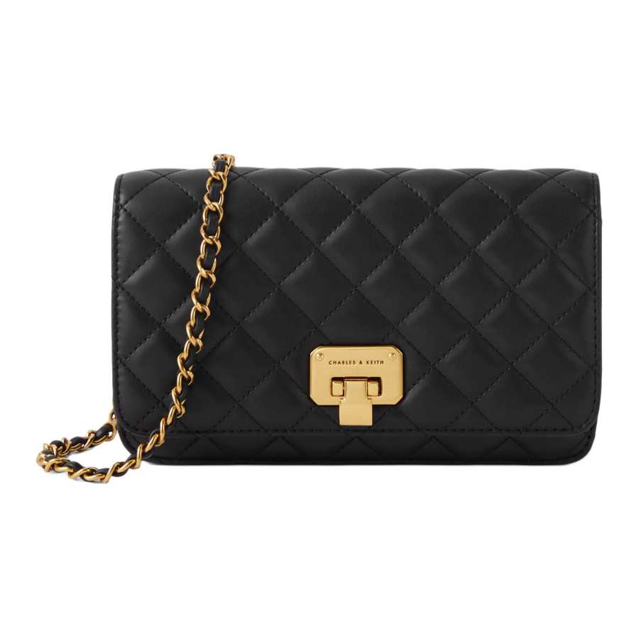 CHARLES&KEITH Polyurethane Crossbody Bags Small Women's Black/Burgundy Wine Red/Light Blue Light Blue/Nude Flesh