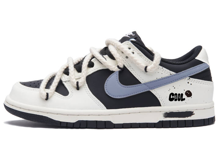 Nike Nike Dunk White Smoky Ink Black Low top Skateboard Shoes Unisex Black White