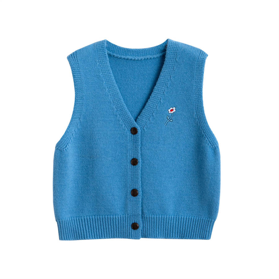 Tonlion Knitwear Women's Medium Blue V Neck Moderate Cardigan