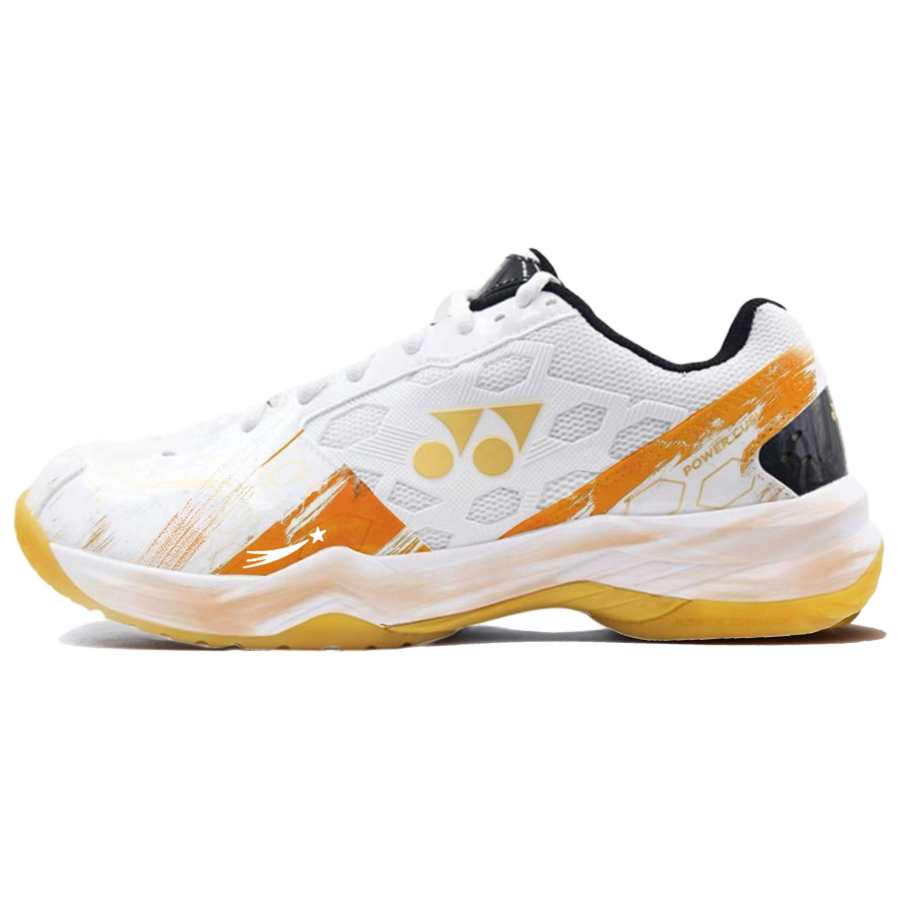 YONEX Power Cushion Cushioning Slip Resistant Abrasion Resistant Low top Badminton Shoes Unisex White Gold