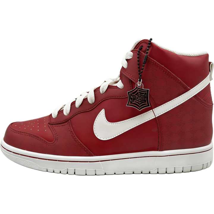 Nike Nike Dunk High Leather High top Skateboard Shoes Red White Kids'
