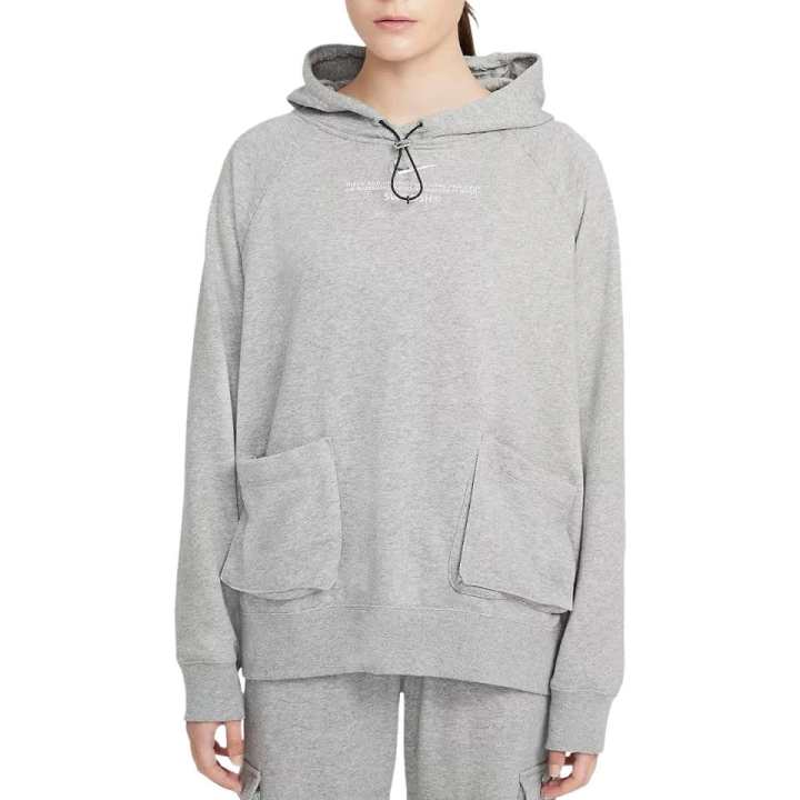 Nike Nike Swoosh Sweatshirts Women's Silver Gray Hooded Non Detachable Moderate