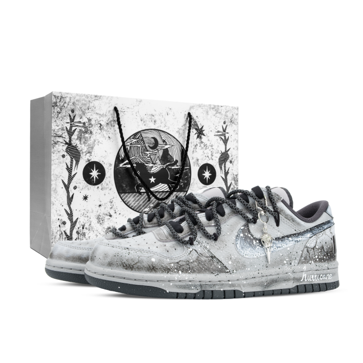 Nike Nike Big Monster Lab, Hurricane Cushioning Abrasion Resistant Low top Skateboard Shoes Unisex Black White Gray