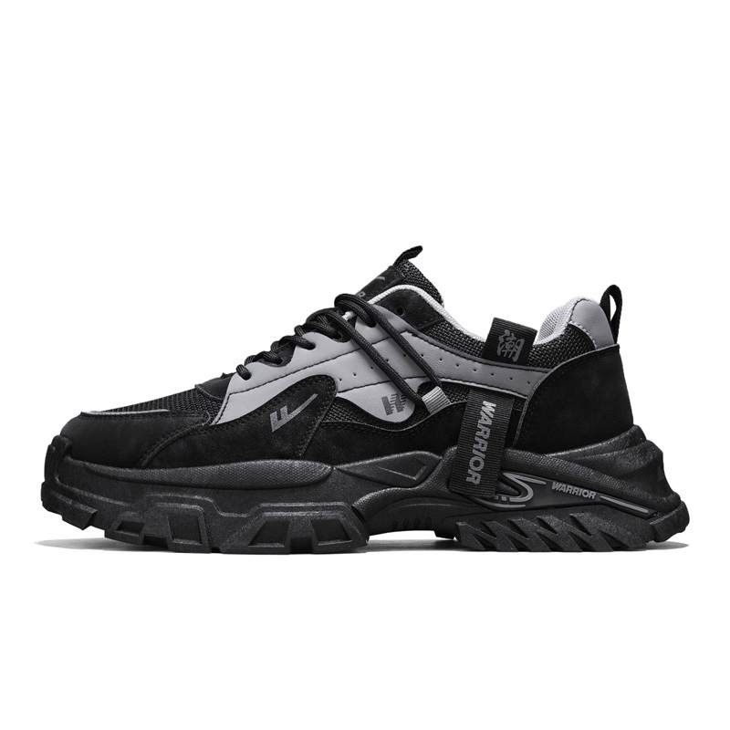 WARRIOR Warrior Coverage Moisture Wicking Abrasion Resistant Low top Chunky Sneakers Men's Black Gray