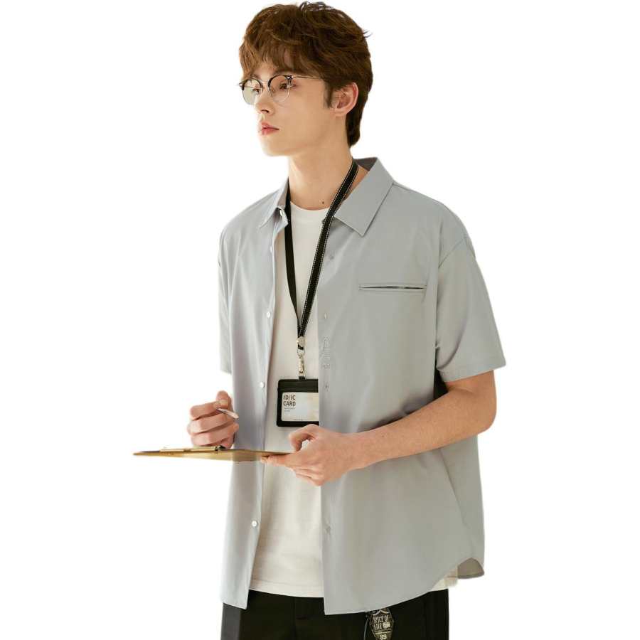 Tonlion Shirts Men's Lapel Moderate Shirt
