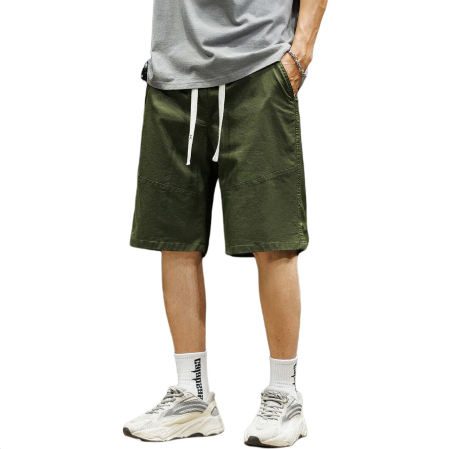 Tonlion Casual Shorts Unisex Army Green Thin