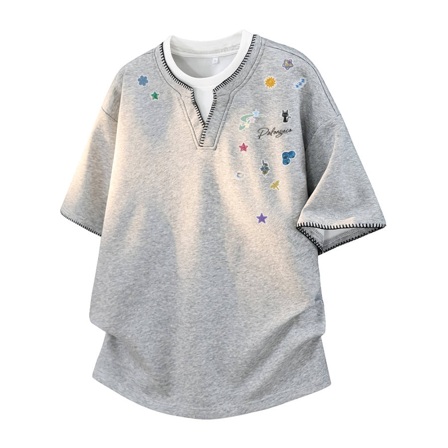 PAL ONGACO T Shirts Unisex Crew Neck Moderate Mock Two Piece