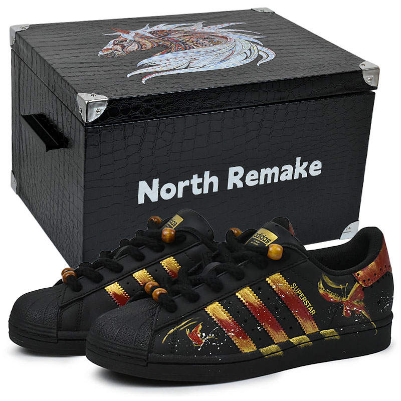 Adidas Originals SUPERSTAR Low top Skateboard Shoes Unisex Black Red Gold