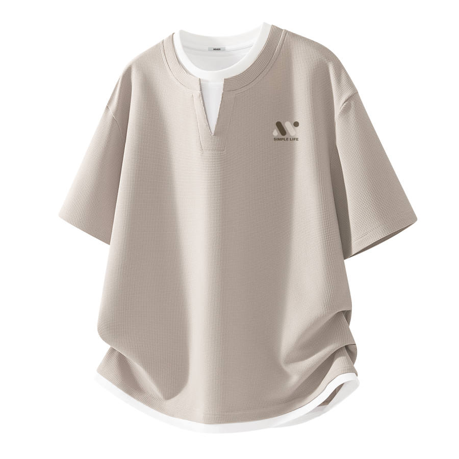 MINISO MINISO T Shirts Unisex Crew Neck Moderate Mock Two Piece