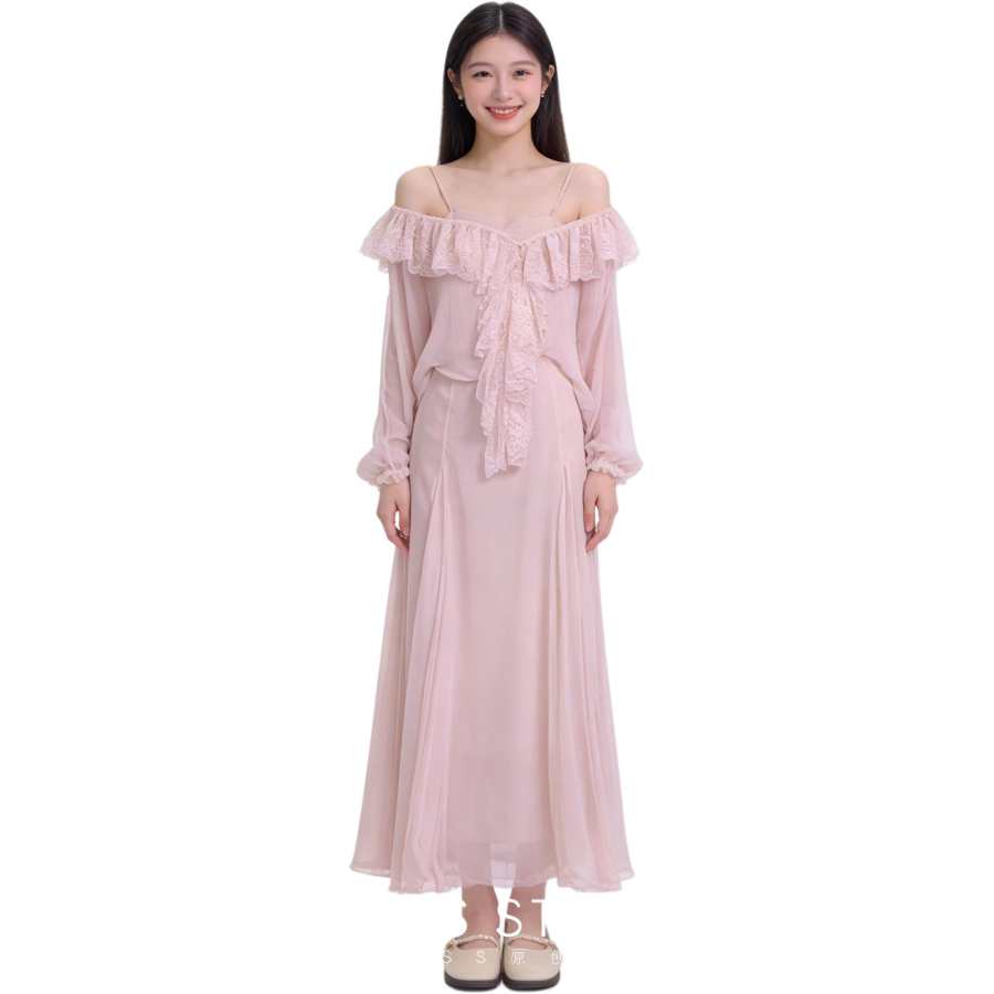 JBBCN Two Piece Skirt Sets Women's V Neck Moderate Long